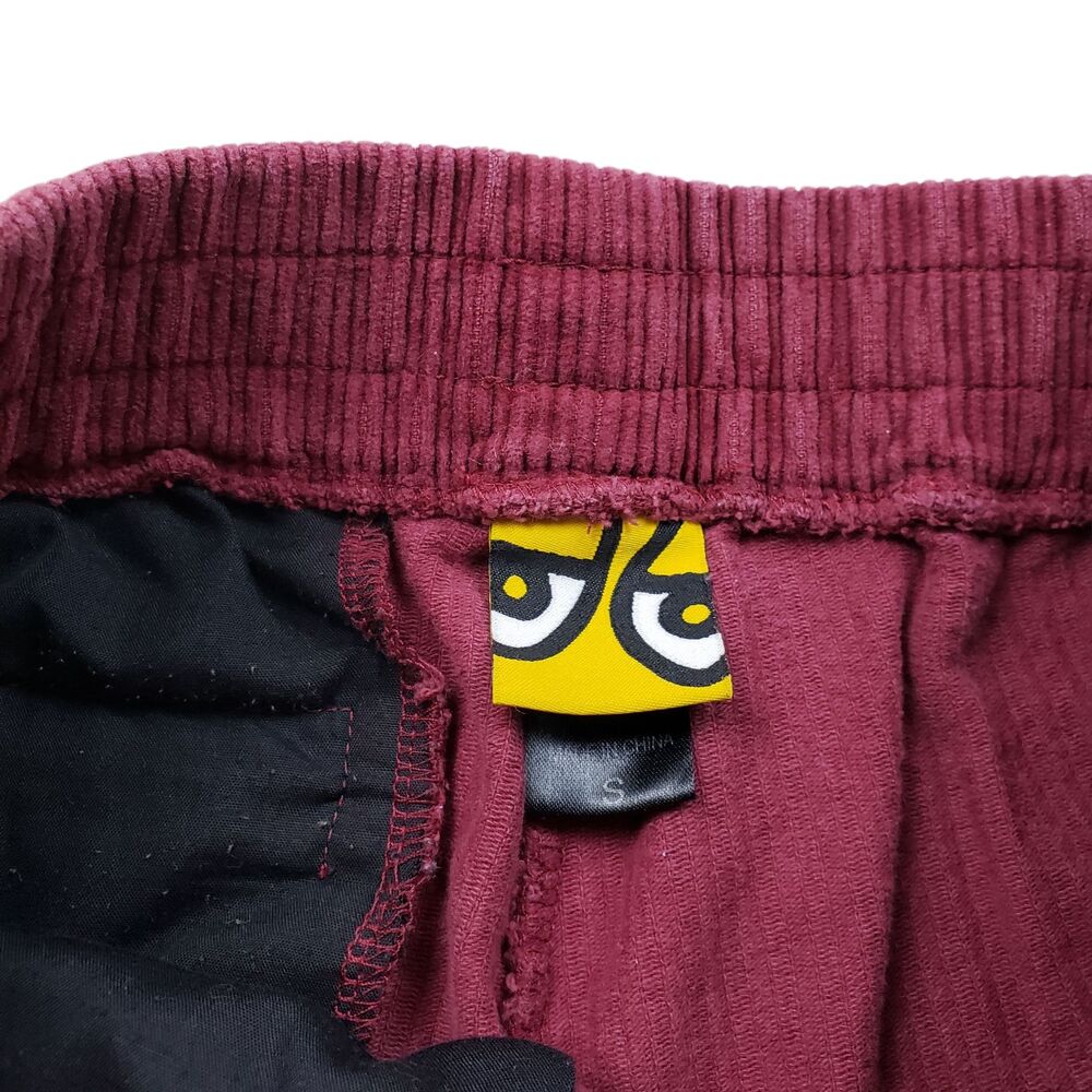 Krooked Skateboarding Pants Mens Small Burgundy Corduroy Straight Leg Eyes Logo - Picture 4 of 10